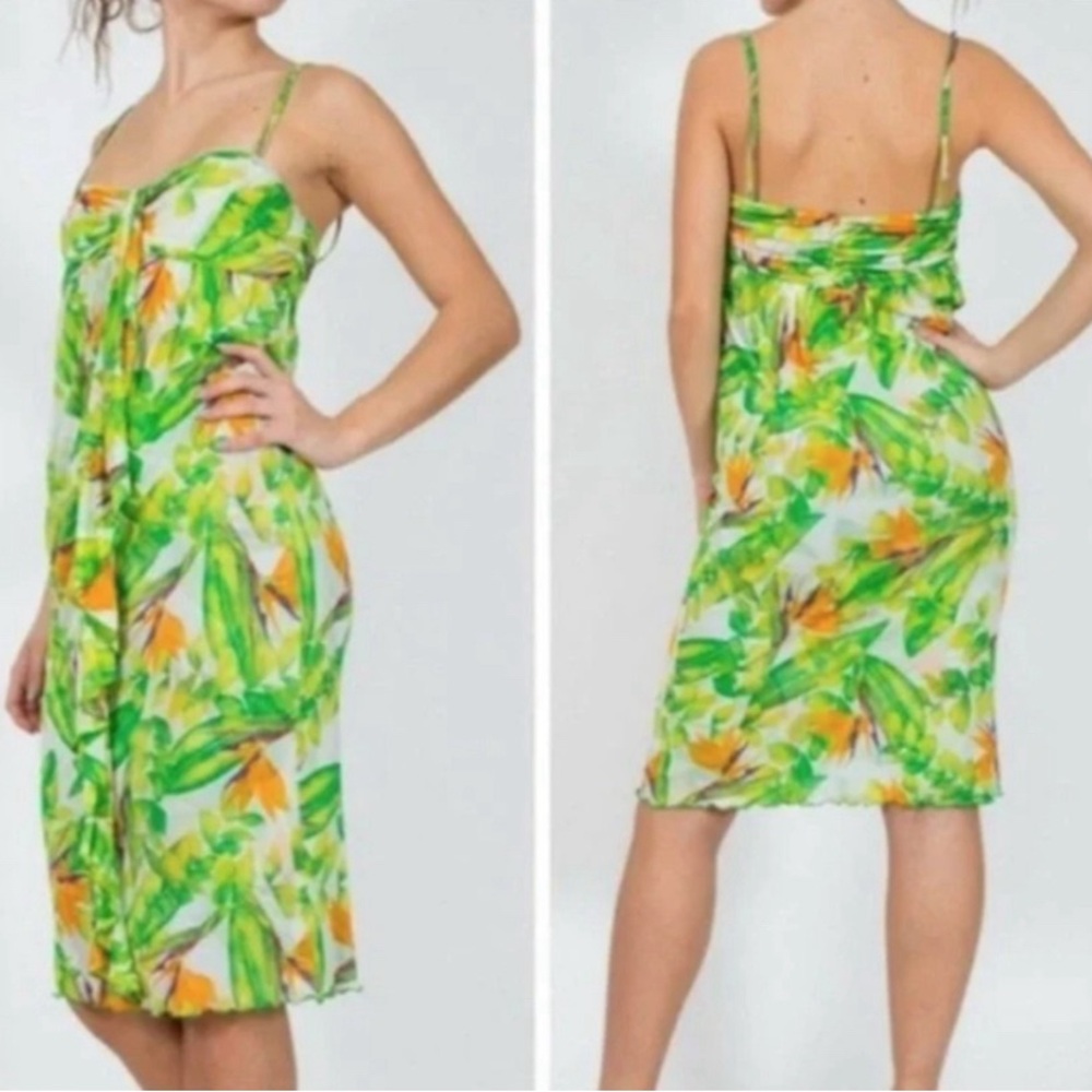 Diane Von Furstenberg Silk Green Floral Dress size 6
